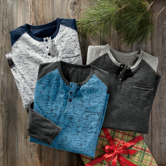 3-Pack Men's Raglan Sleeve Long-Sleeve Shirts, , large
