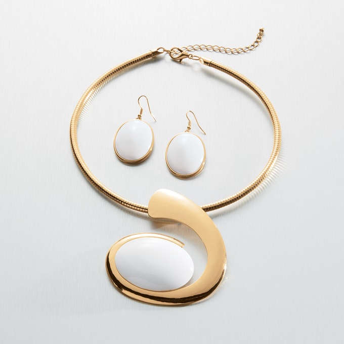 Oval Swirl Necklace and Earring Set, , large