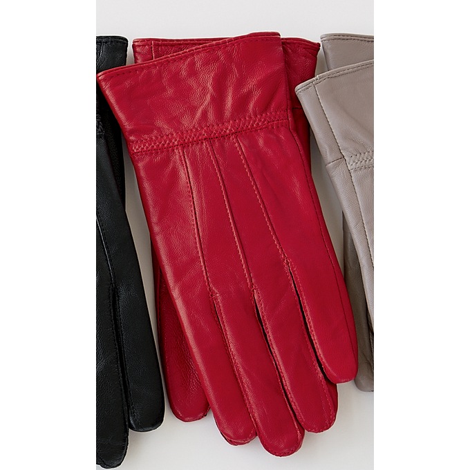 Classic Cinched Leather Gloves, , large