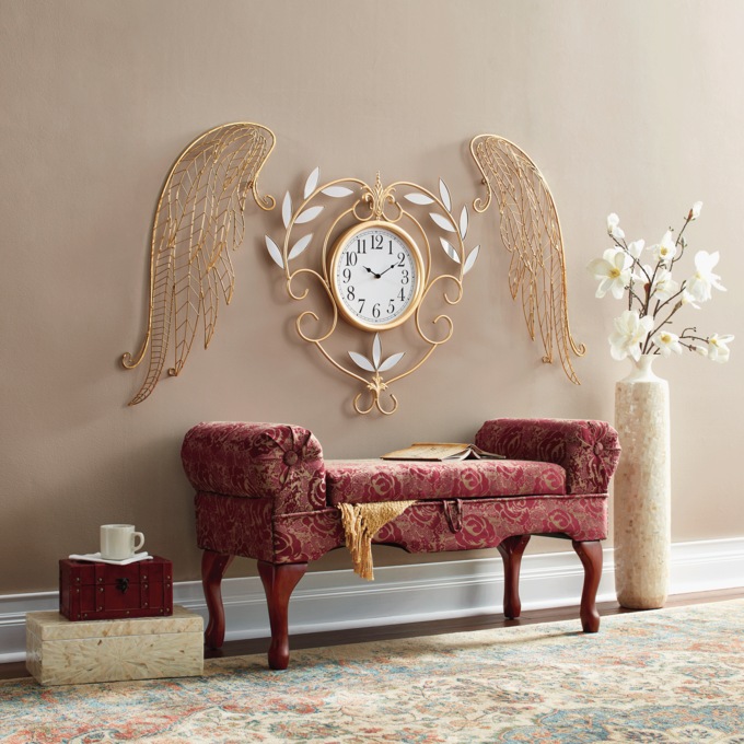 Mirrored Leaves Wall Clock, , large