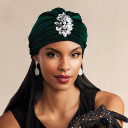 Velvet Turban with Pin, , large