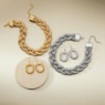 Braided Chain Necklace & Earring Set, , large