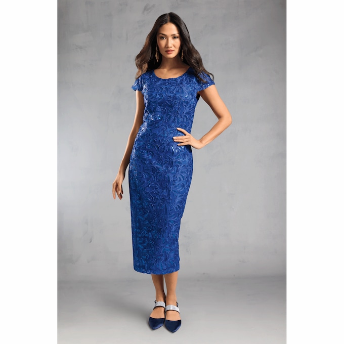 Lacy Women's 2-Piece Jacket Dress with Sequins and Lace, , large