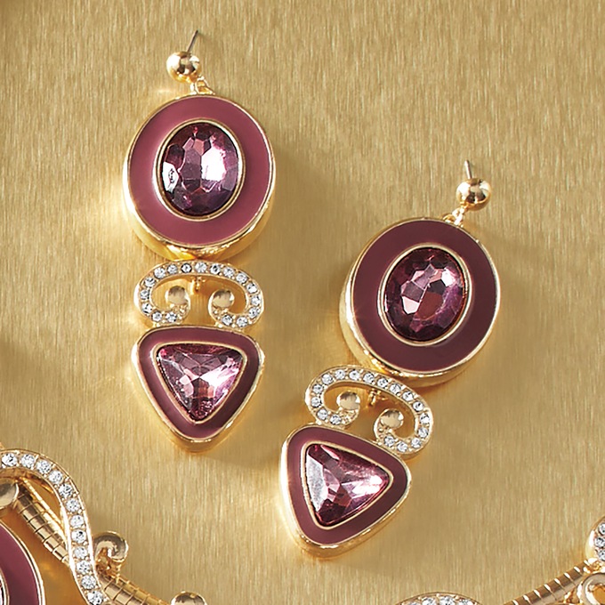 Crystal Allure Enamel Earrings, , large
