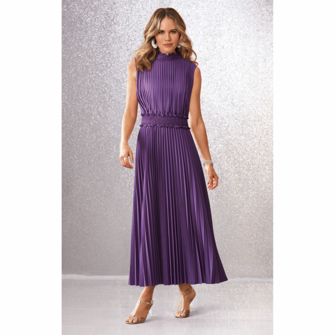 Sarla Allover Pleated Maxi Dress, , large