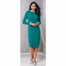 Solid Pearl-Trimmed Knit Dress, Teal, large
