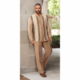 Stacy Adams Knit-Front Pant Set, , large