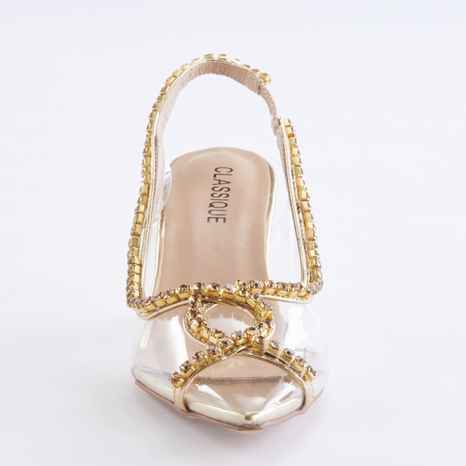 Classique Rhinestone Clear Lucite Pump for Women with Slingback Styling, , large
