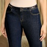 Slim Ankle-Slit Women&iacute;s Straight Stretch-Denim Jean with Horsebit Accents, , large