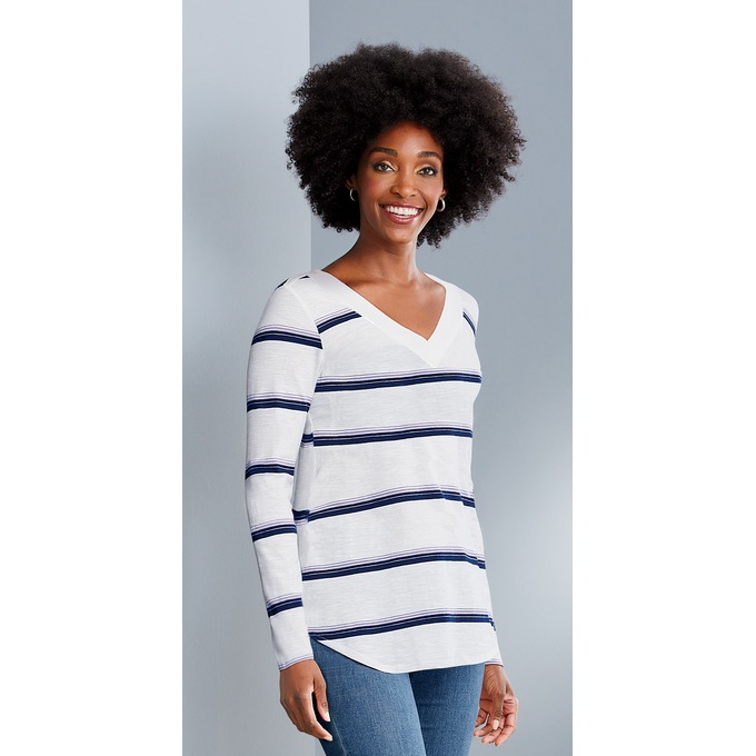 Double V-Neck Top, , large