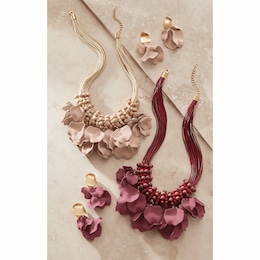 Petal Cluster Multi-Strand Necklace &amp; Earring Set, , large