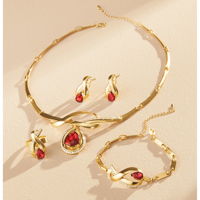 Color Crystal Necklace, Bracelet, Earring & Ring Set, , large