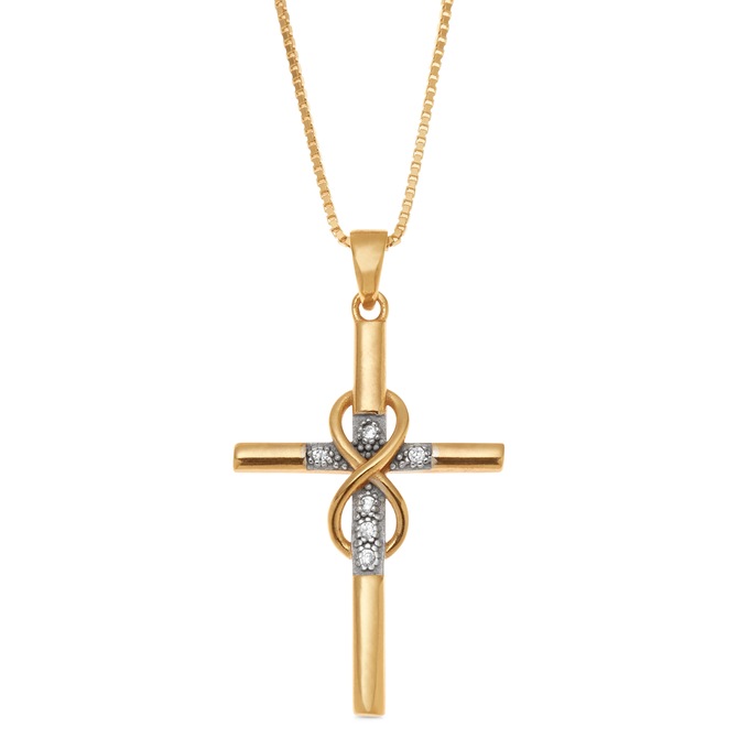 Diamond Cross Eternity Pendant, , large