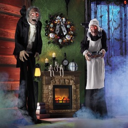 Archer the Butler and Agnes the Maid Life-Size Spooky Halloween Statue - Buy Both and Save, , large