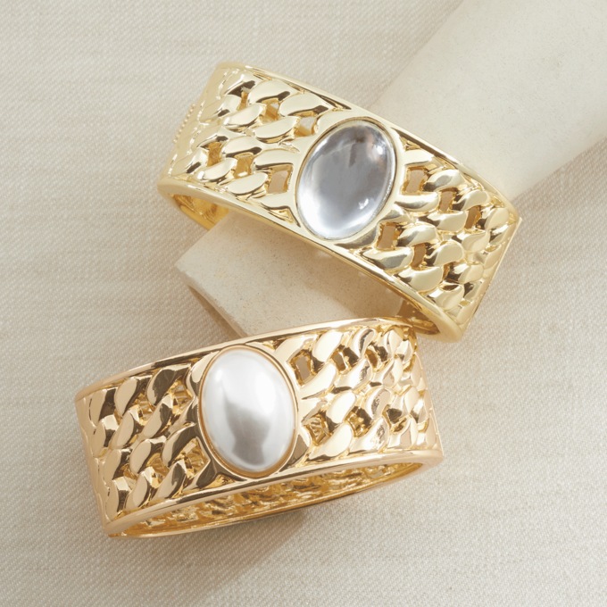 Accent Stone Hinged Bangle, , large