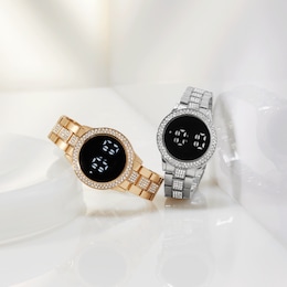 Crystal Digital Round/Bracelet Watch, , large