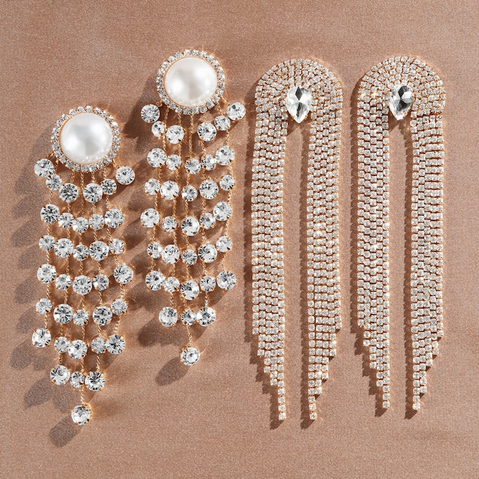 Crystal Fringe Earrings, , large