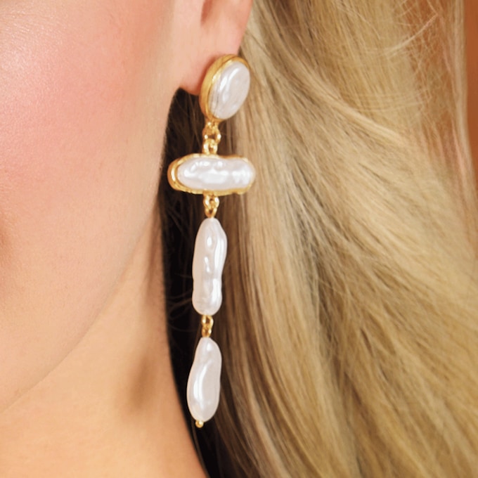 Faux-Pearl Drop Earrings, , large