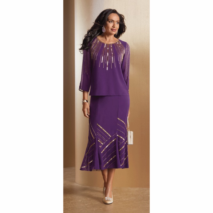 Sydni 2-Piece Embellished Skirt Set, , large