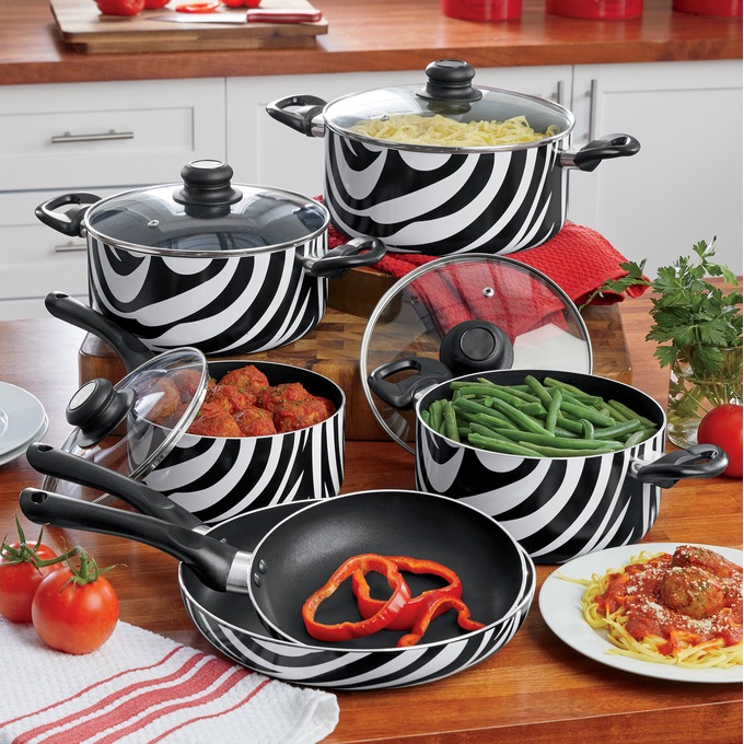 Ginny&#39;s 10-Piece Zebra Cookware Set, , large