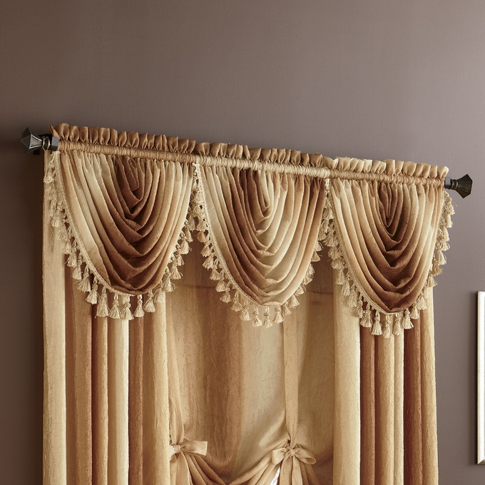 Ombre Semi Sheer Tasseled Waterfall Valance Midnight Velvet