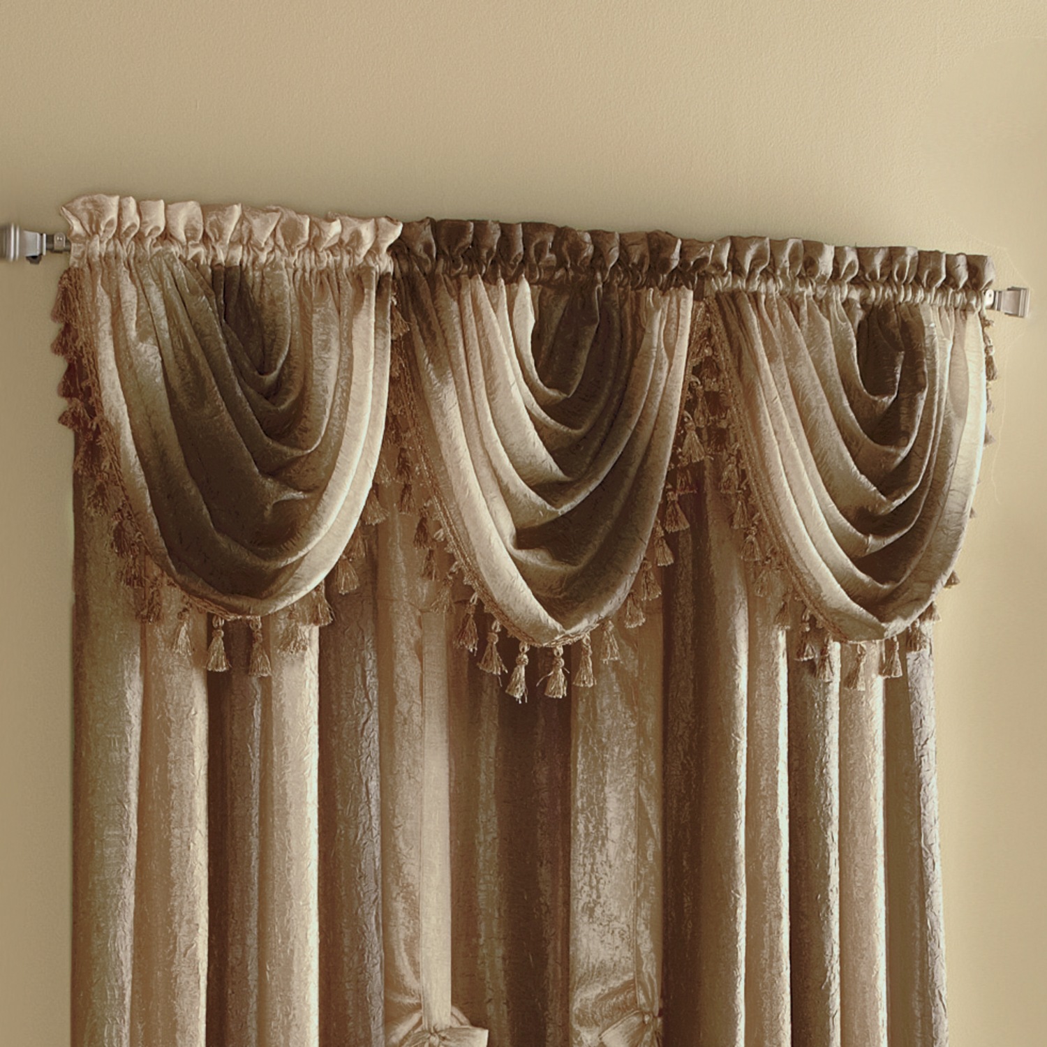 Ombre Semi Sheer Tasseled Waterfall Valance Midnight Velvet