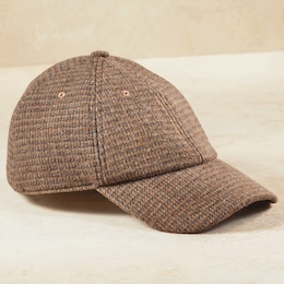 Herringbone Wool-Blend Baseball Cap, , large