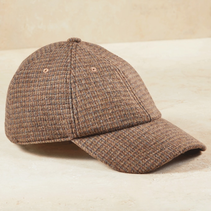 Herringbone Wool-Blend Baseball Cap, , large