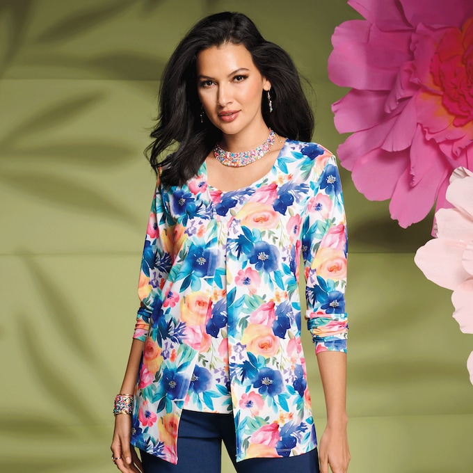 Melora 3-Piece Women's Pant Outfit with Cardigan and Tank, , large