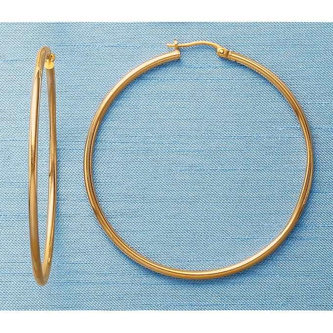 10K Extra-Large Gold Hoop Earrings, , large