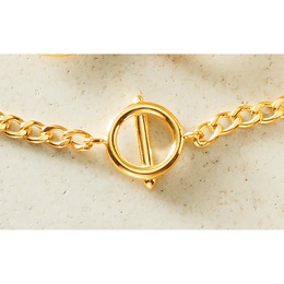 10K Gold Circle Bar Adjustable Choker Necklace, , large