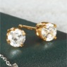 Lab-Diamond/14K Gold Solitaire Post Earrings, , large