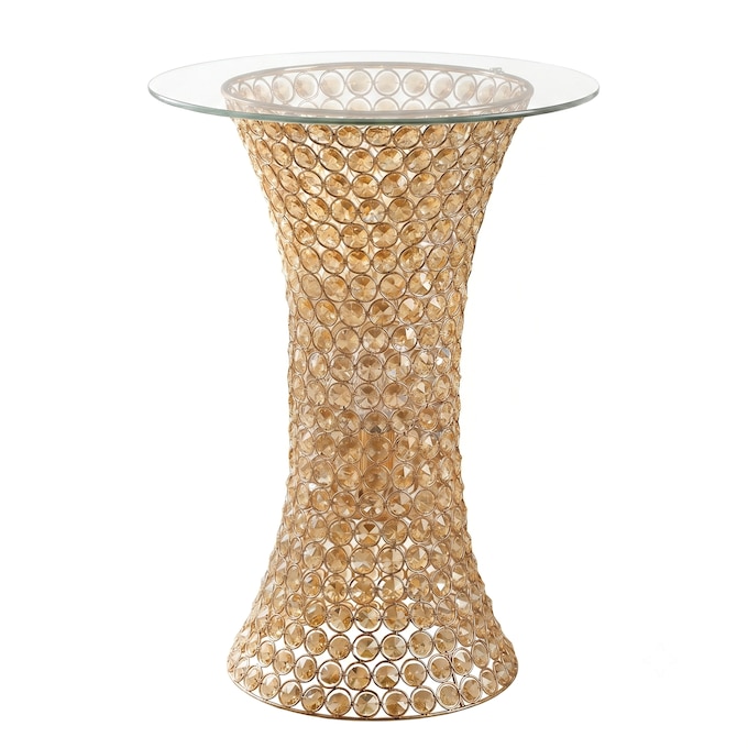 Crystal Beaded Lit Accent Table with Glass Top, , large