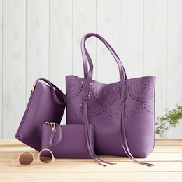 Camille Faux Leather Tote, , large