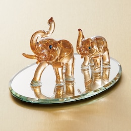 Mom and Baby Glass Elephant Figurine, , large