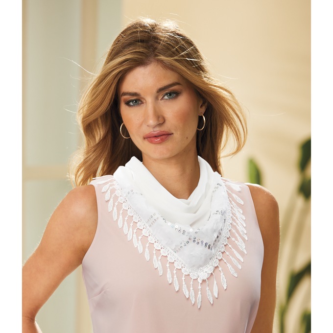 Sequin Floral Scarf, , large