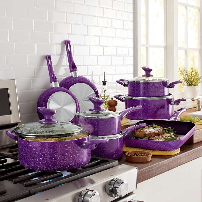 Pots And Pans Set Kitchen Cookware Sets Nonstick Aluminum Cooking  Essentials 11 Pieces Purple - AliExpress