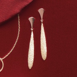 10K Gold Sparkle Drop Earrings, , large