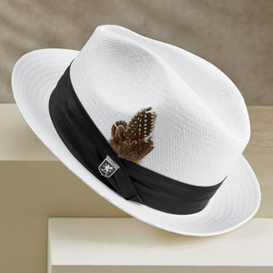 Men's White Fedora by Stacy Adams, , large