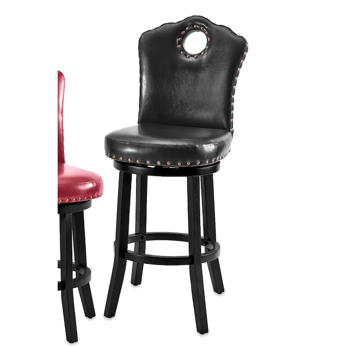 Faux-Leather Nailhead Dining Chair with Elegant Scalloped Back, , large