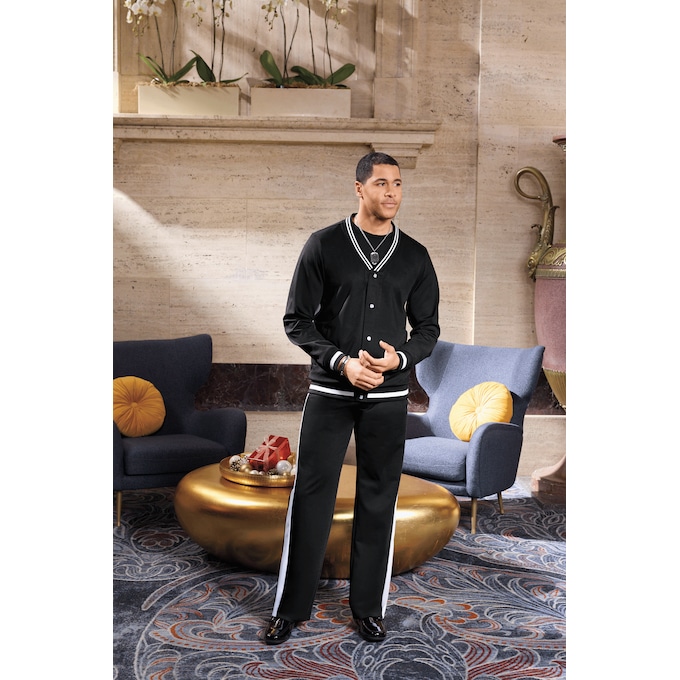 Stacy Adams Men&rsquo;s Snap-Front V-Neck 2-Piece Active Set, , large