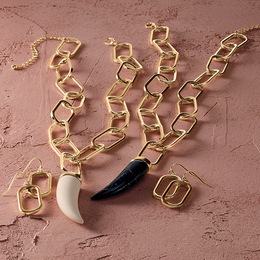 Faux-Stone Paperclip Necklace and Earring Set, , large