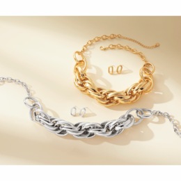 Large Link Necklace &amp; Earrings Set, , large