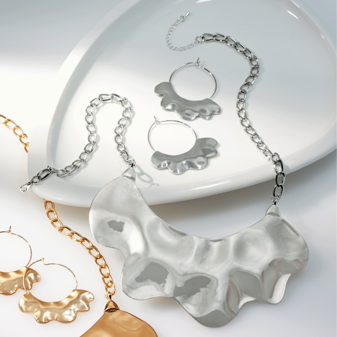 Wave Bib Necklace & Earring Set, , large