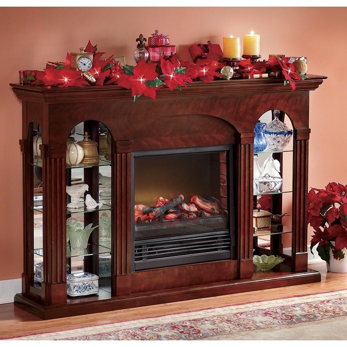Double Curio Fireplace Midnight Velvet