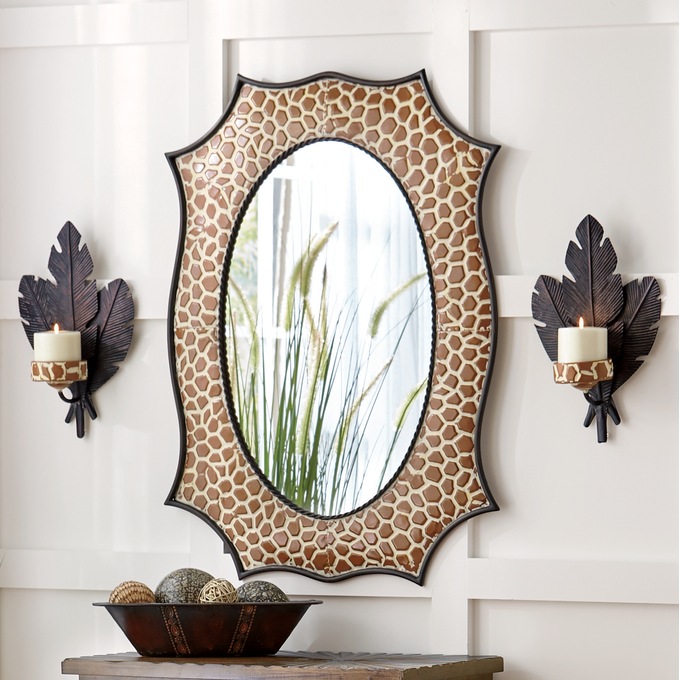 Giraffe Wall Mirror And Sconce Set Midnight Velvet