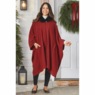 Warm Fleece Cape with Faux-Fur Collar and Pockets, , large
