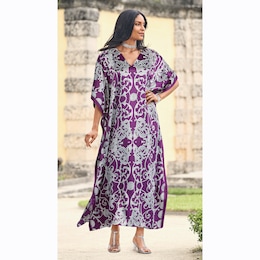 Alluring Long Caftan with V-Neck, , large