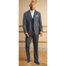 3-Piece Blue Windowpane Plaid Suit with Jacket, Pants and Contrasting Button-Down Vest, , large