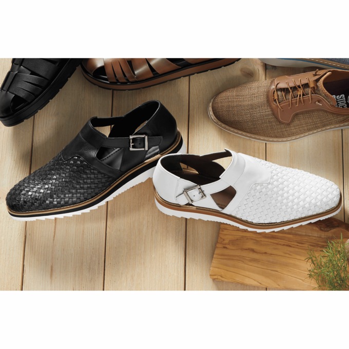 Alvarado Men's Woven Leather City Sandal with Memory Foam Footbed, , large